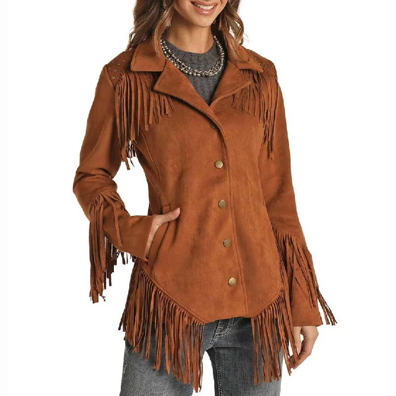 Powder River Outfitters Women's Fringe Suede Jacket Jacket Blazer Coat
