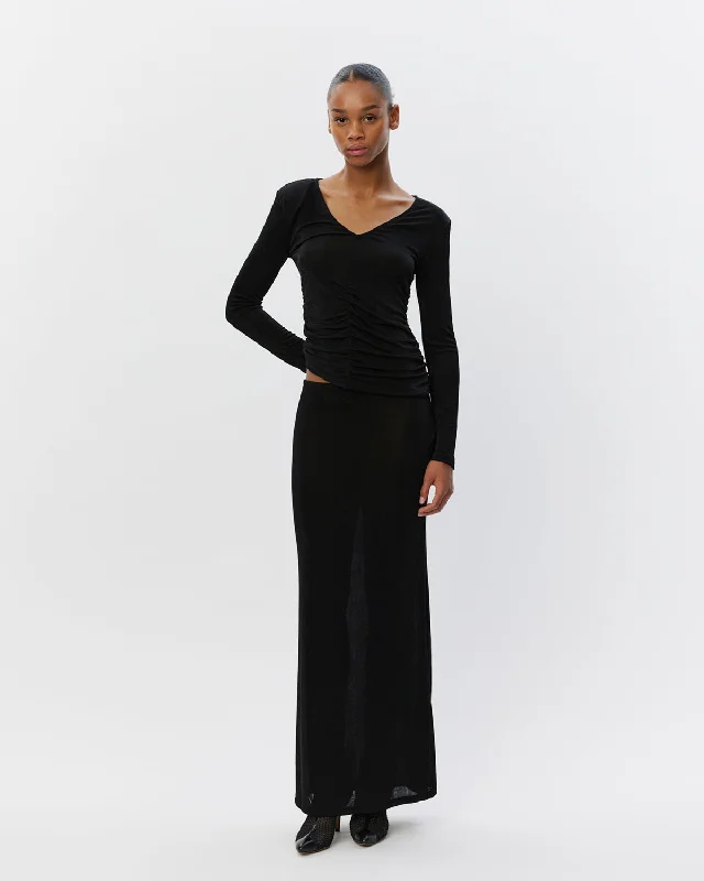 MILDREDSW SKIRT - Black cashmere skirt rich