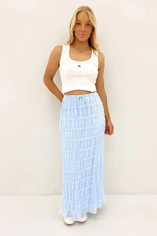 Eloisa Maxi Skirt Blue corduroy skirt textured