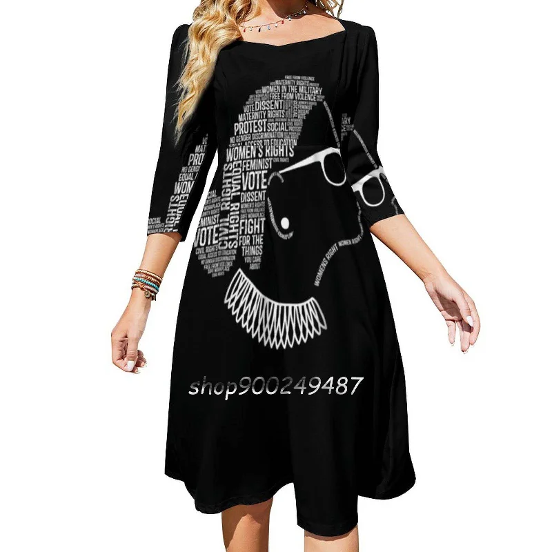 Notorious-Rbg-Ruth-Bader-Ginsburg-Best-Seller Square Neck Dress Cute Loose Print Dresses Elegant Beach Party Dress Notorious Turtleneck Neckline Stylish