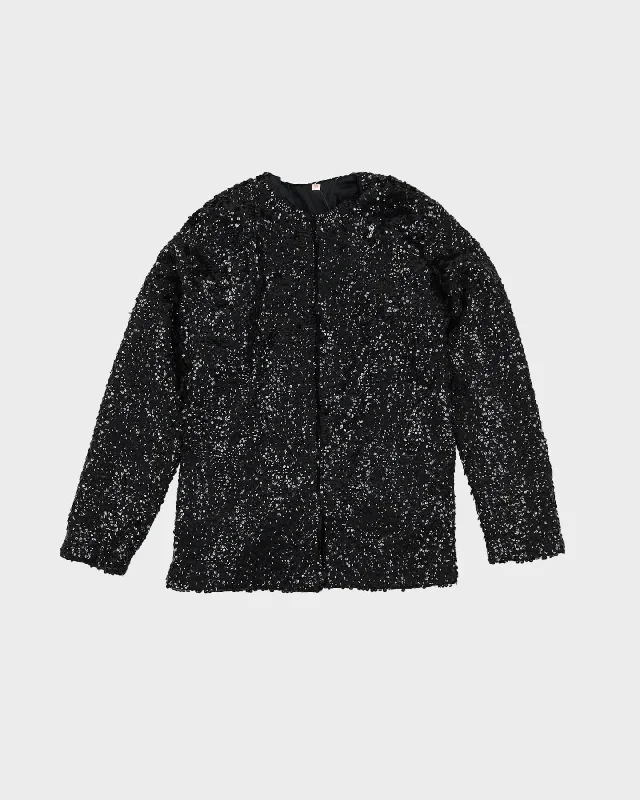 1980s Black Sequined Cardigan Style Jacket - S Herringbone Jacket Checkered Jacket Solid Jacket 1980s Black Sequined Cardigan Style Jacket - S Herringbone Jacket Checkered Jacket Solid Jacket