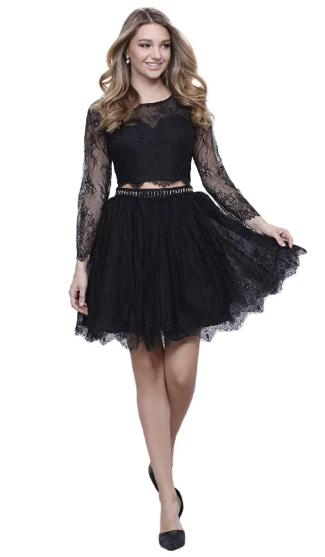 Nox Anabel - 6268 Two Piece Lace Long Sleeve Short Party Dress Tunics Trousers formal