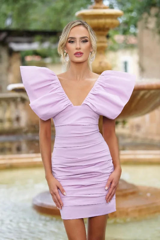 Velvi Ruffle-Shoulder Short Party Dress Tess Bodycon Fitted Nightout