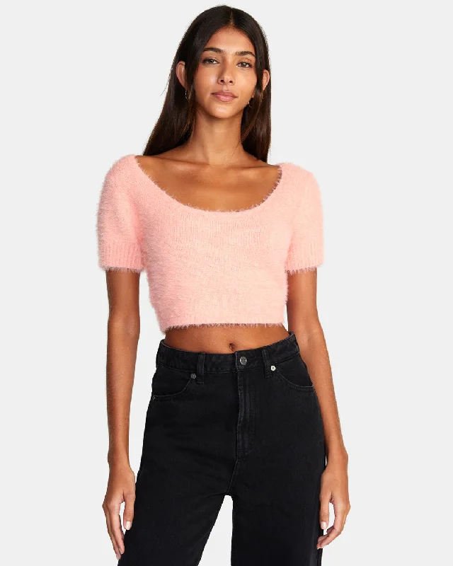 Murray Cropped Sweater - Coral Modern Contemporary Chic