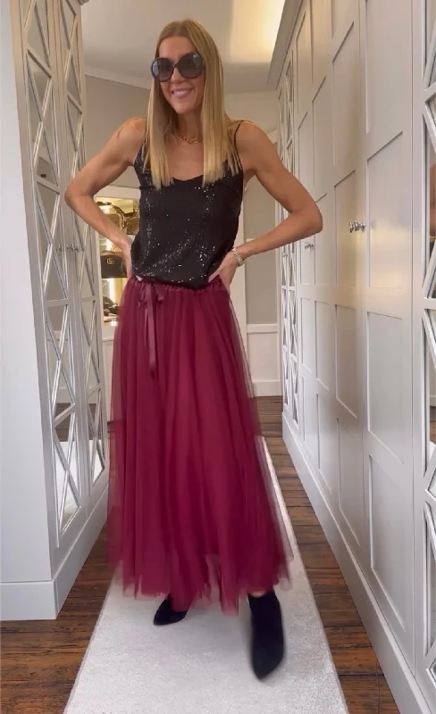 Tulle Skirt Plum silk skirt smooth