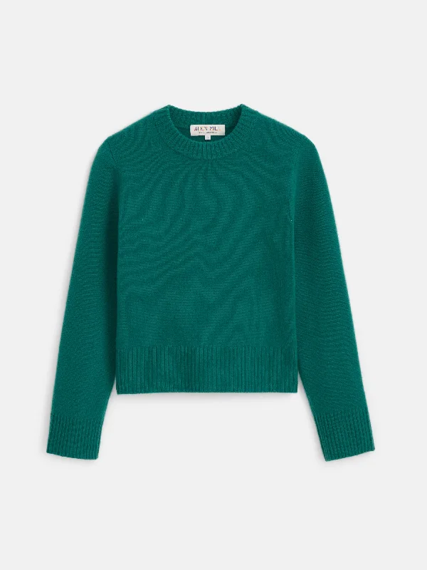 Michelle Crewneck Sweater in Cashmere Faux Fur Fabric Real Fur Fabric Shearling Fabric