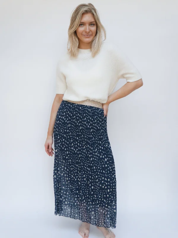 Selina Skirt Navy asymmetrical skirt cut