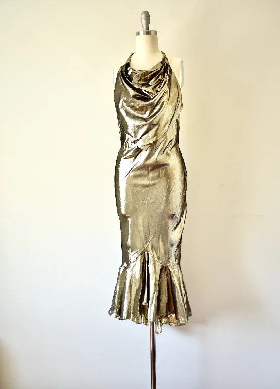 1970s Vintage Gold Party Dress Tunics Practical durable