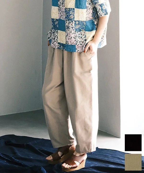 Cotton Linen Cutoff Enzyme Wash Cocoon Pants 25S429 [Expected to arrive in late February]. Slim-Fit Khaki Pants