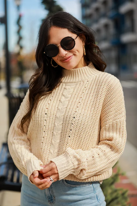FINAL SALE - Charlotte Mock Neck Sweater Fleece Sweater Nylon Polyester