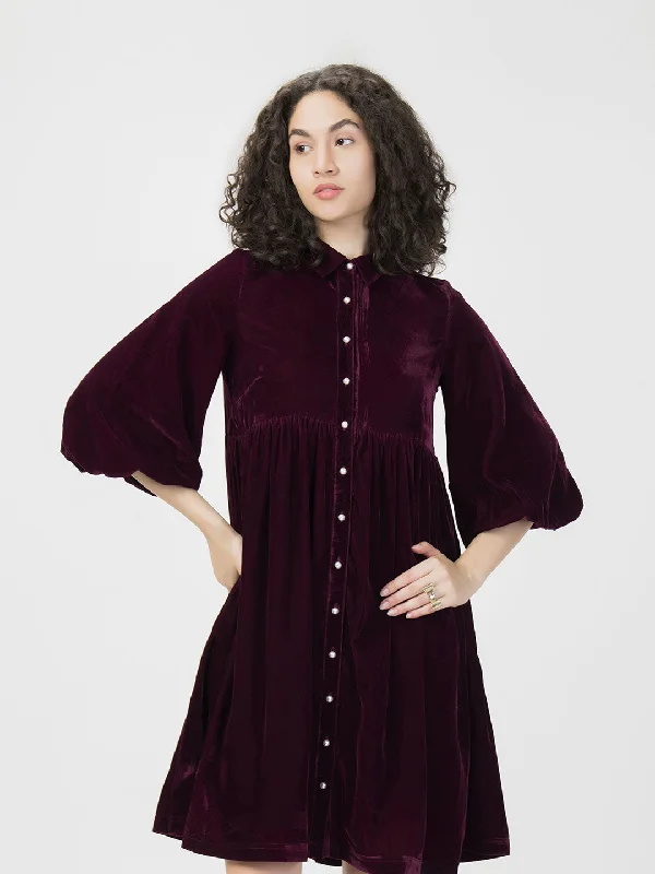 Gathered Velvet Party Dress Tunics Designer luxury