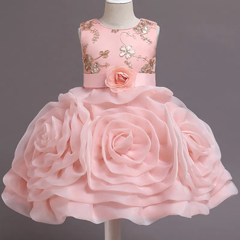 Teenager Girls Piano Performance Baby Girls Birthday Party Dress Flower Elegant Dresses Evening Party Costume Vestidos 2 to 10Y Tunics Spring floral