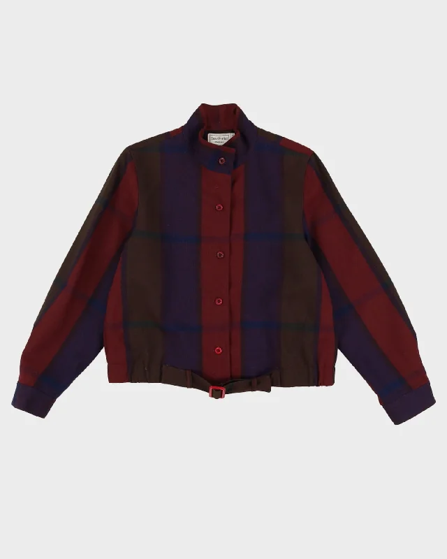 00s Purple Checked Bomber Style Jacket - M Toggled Jacket Drawstring Jacket Belted Jacket 00s Purple Checked Bomber Style Jacket - M Toggled Jacket Drawstring Jacket Belted Jacket