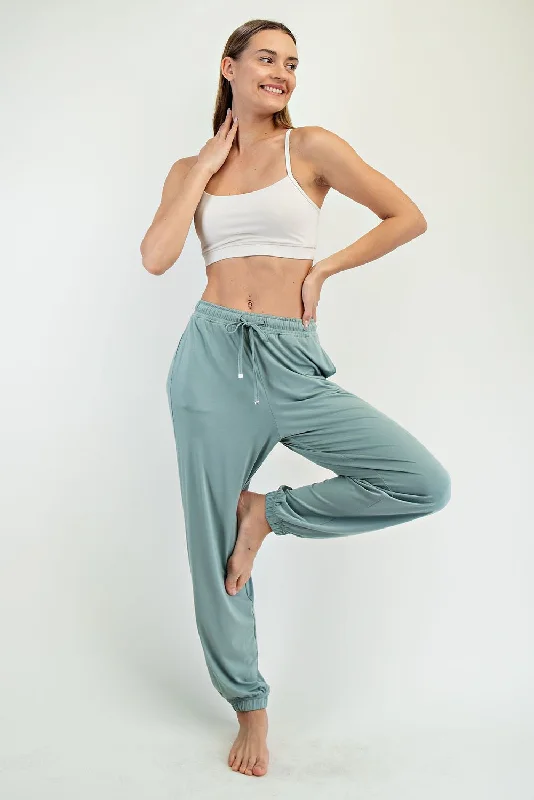 Jade Drawstring Jogger Pants Comfy Zip-Up Pants