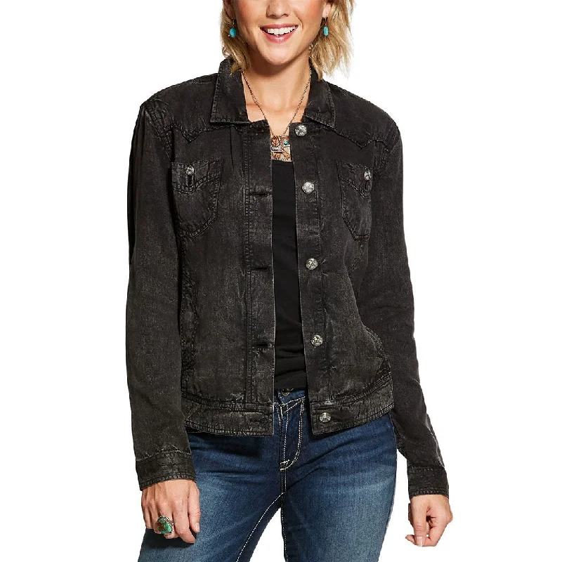 Ariat August Trucker Womens Black Jacket Toggled Jacket Drawstring Jacket Belted Jacket