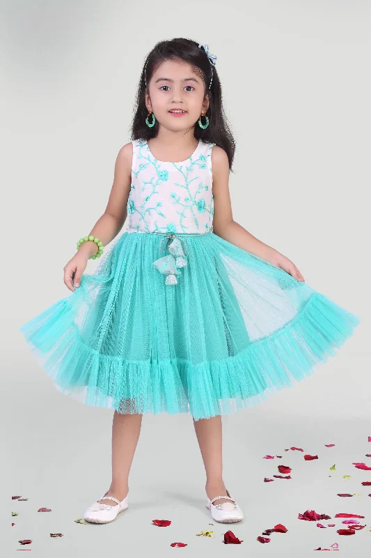 Girls Aqua Party Dress Tunics Sophisticated sleek