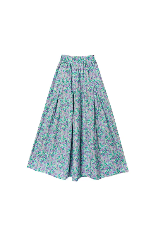 SAMPLE - Floral Maxi Skirt - Lilac Daisy zip skirt side