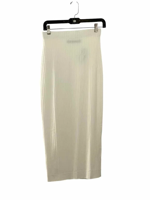 Enza Costa Size S White ribbed Skirt silk skirt lustrous