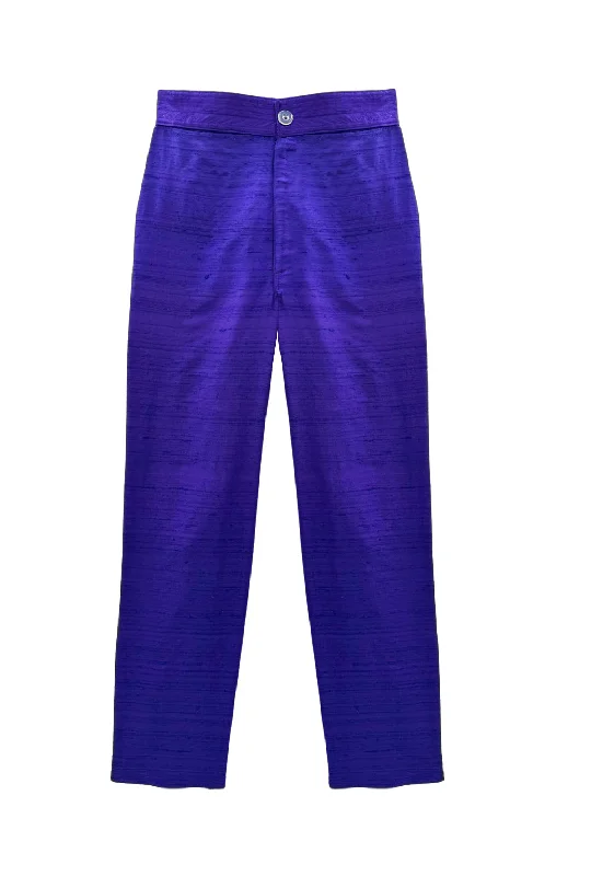 Buru x Kristin Kennedy Cropped Cigar Pant - Violet Silk Wide-Legged Palazzos