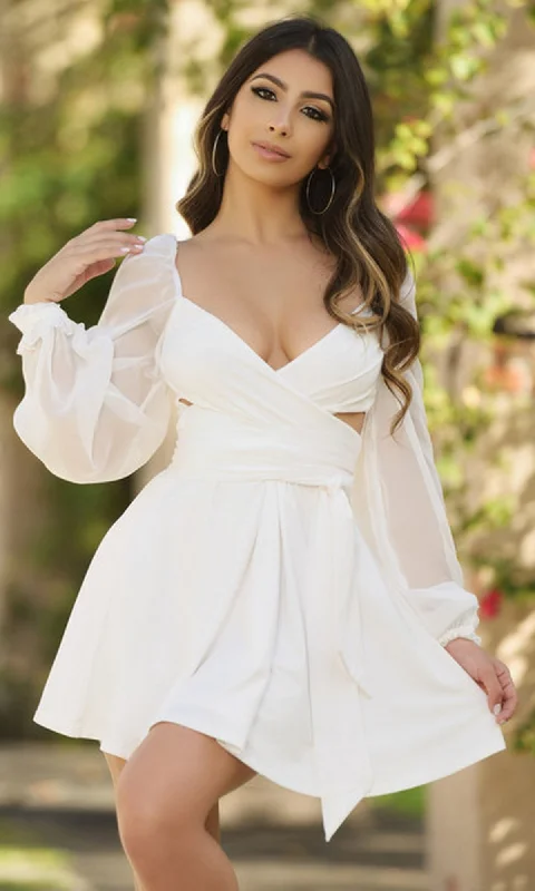Vera Long Sleeve Short Party Dress Off-the-shoulder Bohemian Festive