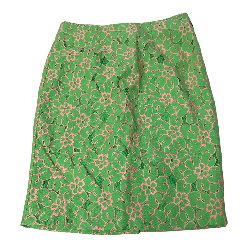 Skirt Designer By Lilly Pulitzer In Green & Pink, Size: S lace skirt romantic