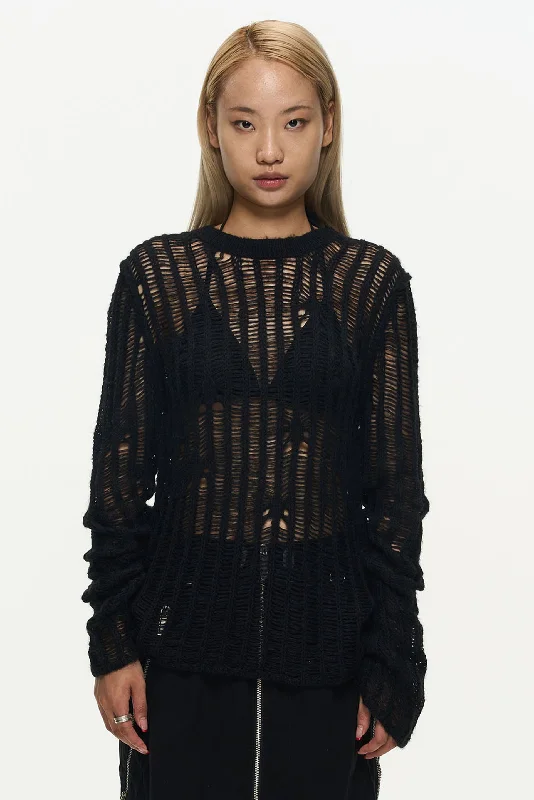 Black Cropped Sweater Print Jacquard Patchwork