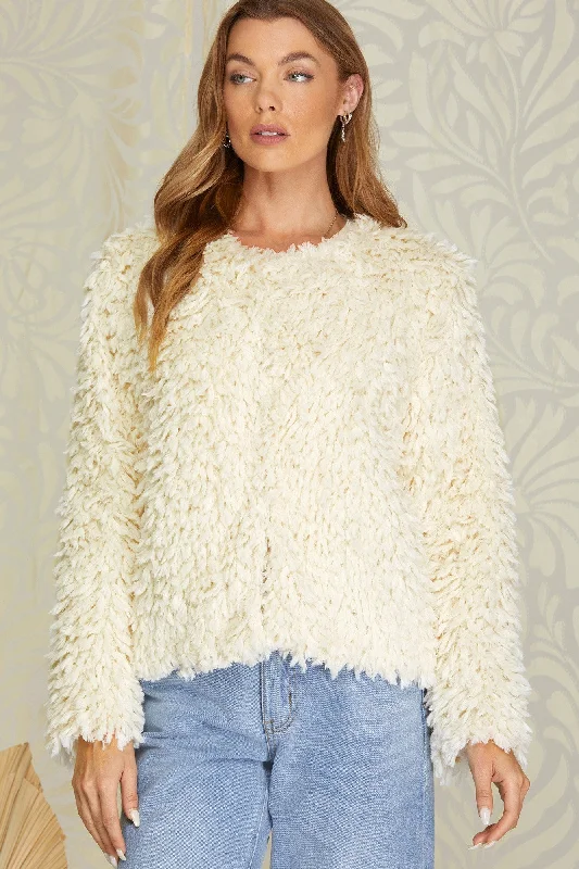 Long Sleeve Faux Fur Jacket Trench Coat Raincoat Waterproof Jacket