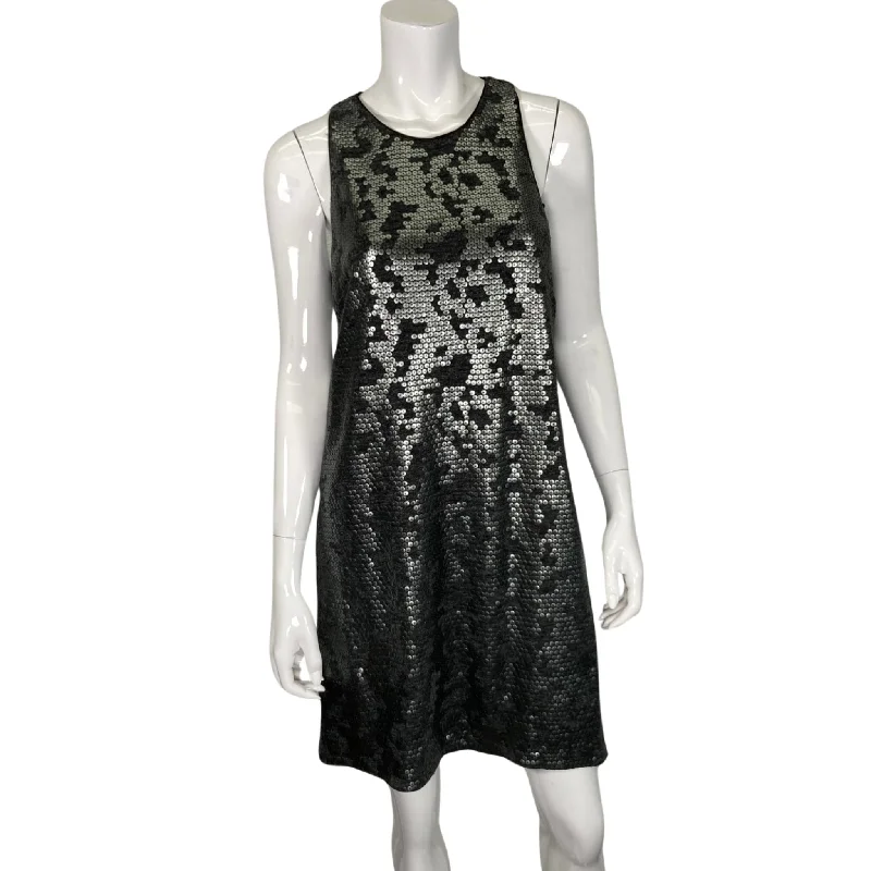 Laundry by Shelli Segal Gray Sequins Party Dress Tunics Satin smooth