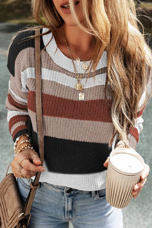 Colorblock Knit Sweater Casual Formal Business