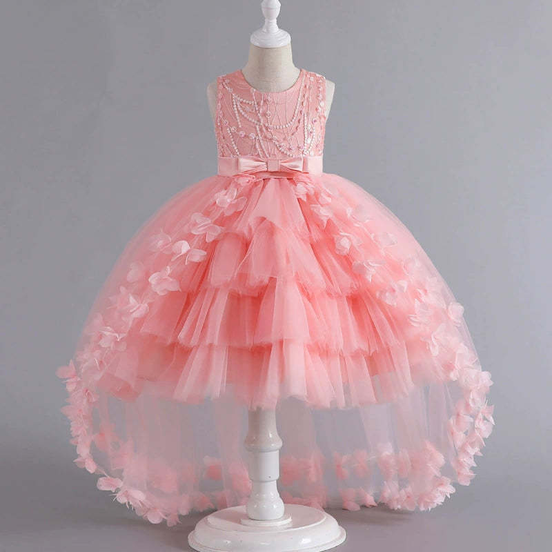 Girls' Trailing Dress Formal Dress Evening Dress Sleeveless Princess Dress Pettiskirt Cake Dress Party Dress Performance Dress Tunics stripes playful
