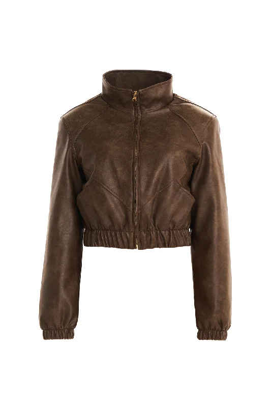 SHILOH VINTAGE BROWN FAUX LEATHER BOMBER JACKET Chenille Fabric Brocade Fabric Lace Fabric SHILOH VINTAGE BROWN FAUX LEATHER BOMBER JACKET Chenille Fabric Brocade Fabric Lace Fabric