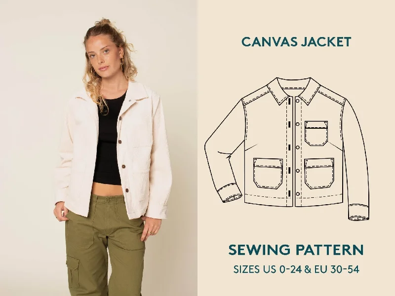 Canvas Jacket Womens Paper Pattern - Wardrobe by Me Zippered Jacket Buttoned Jacket Snapped Jacket Canvas Jacket Womens Paper Pattern - Wardrobe by Me Zippered Jacket Buttoned Jacket Snapped Jacket