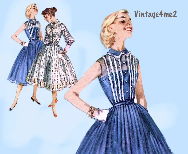 Simplicity 1536: 1950s Cute Misses Party Dress Size 33 B Vintage Sewing Pattern Crew Neckline Sporty