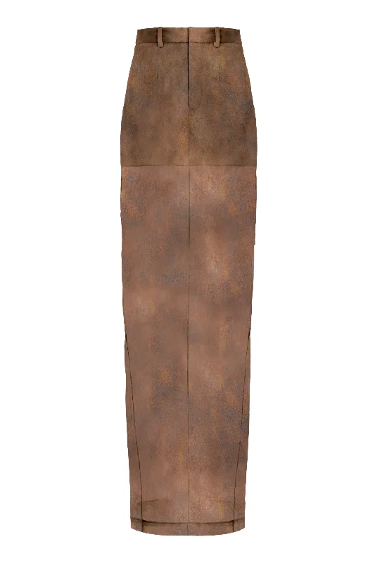 Rust Tailored Silk Maxi Pillar Skirt corduroy skirt cozy