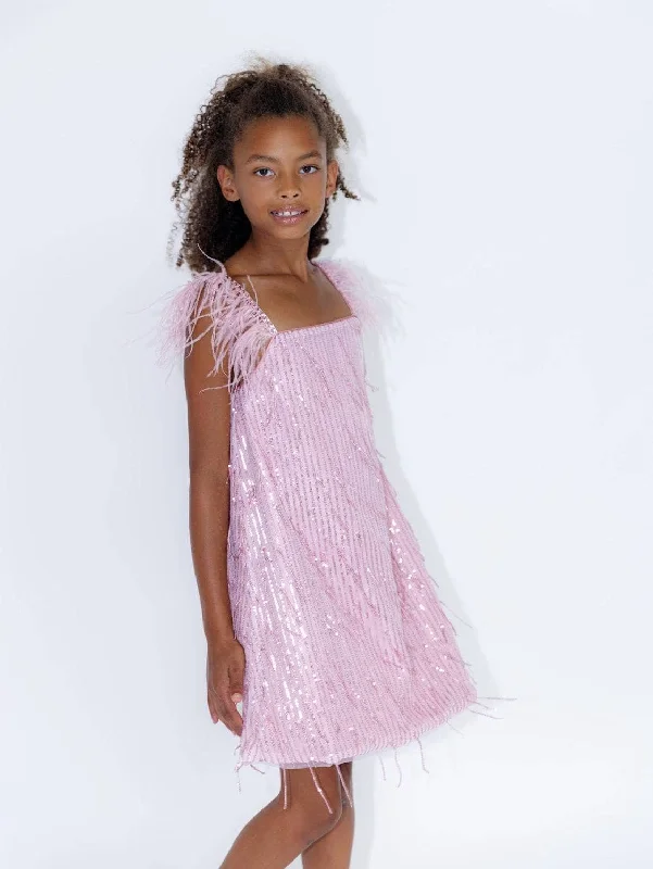 Mila Feather Party Dress Tunics Custom made