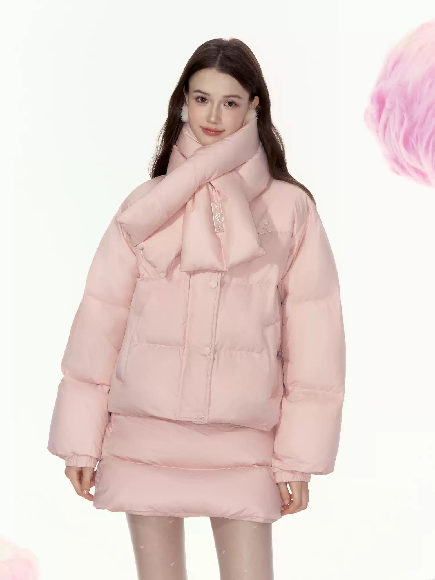 Bear Lightweight Warm Short Casual Down Jacket/Short Skirt/Scarf AYF0069 Satin Fabric Silk Fabric Chiffon Fabric Bear Lightweight Warm Short Casual Down Jacket/Short Skirt/Scarf AYF0069 Satin Fabric Silk Fabric Chiffon Fabric