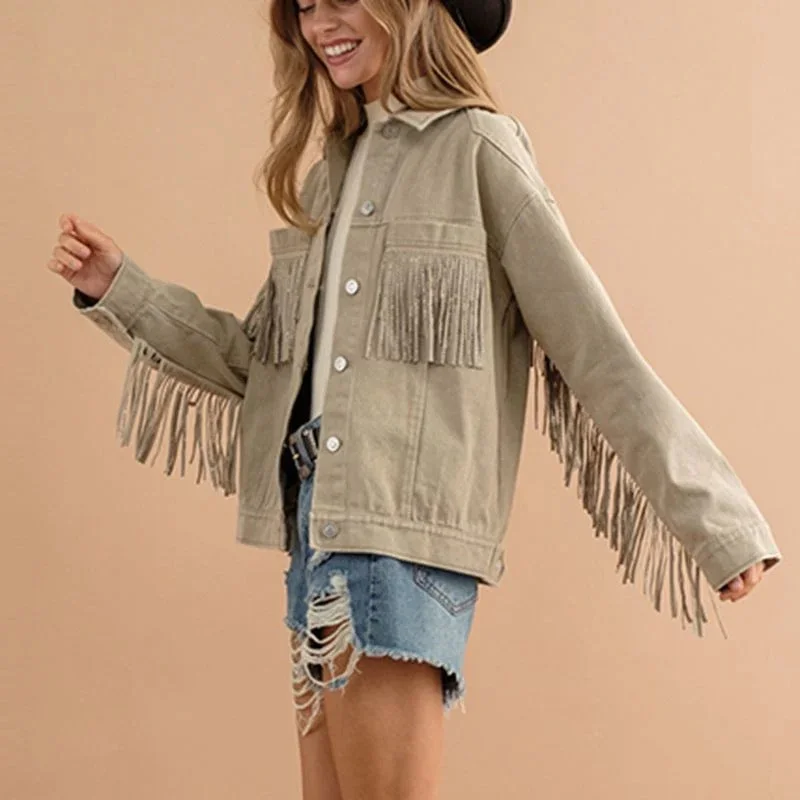 Fringe Fling Jacket Oversized Jacket Tailored Jacket Straight Jacket