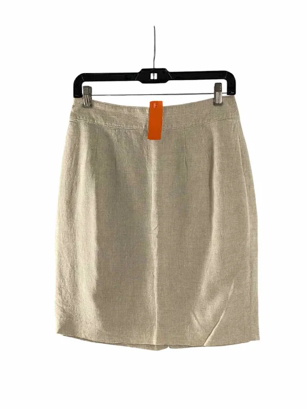 Banana Republic Size 4 Beige 100% Linen Skirt ruffled skirt detail