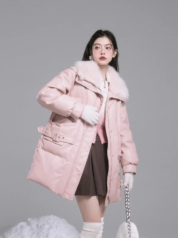 Rose Pink National Standard Leather Down Jacket COT0185 Tailored Jacket Straight Jacket A-Line Jacket Rose Pink National Standard Leather Down Jacket COT0185 Tailored Jacket Straight Jacket A-Line Jacket