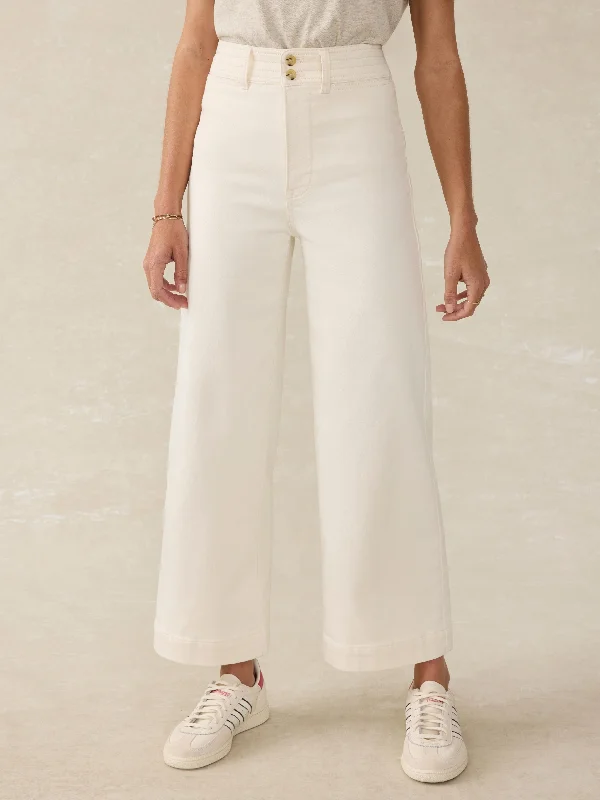 Stretch Terry Harbor Ankle Pant - Egret Classic Straight Pants