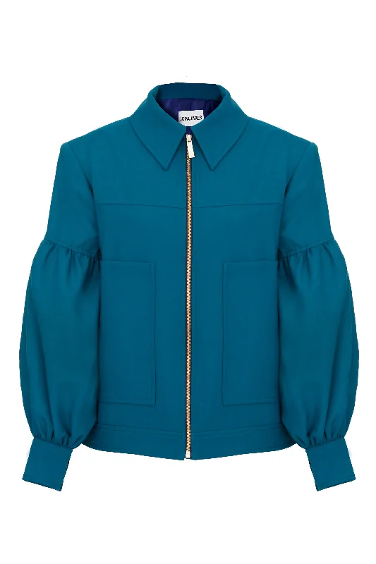 OVERSIZE SLEEVE WOOL-BLEND JACKET Welt Pockets Slit Pockets Flap Pockets