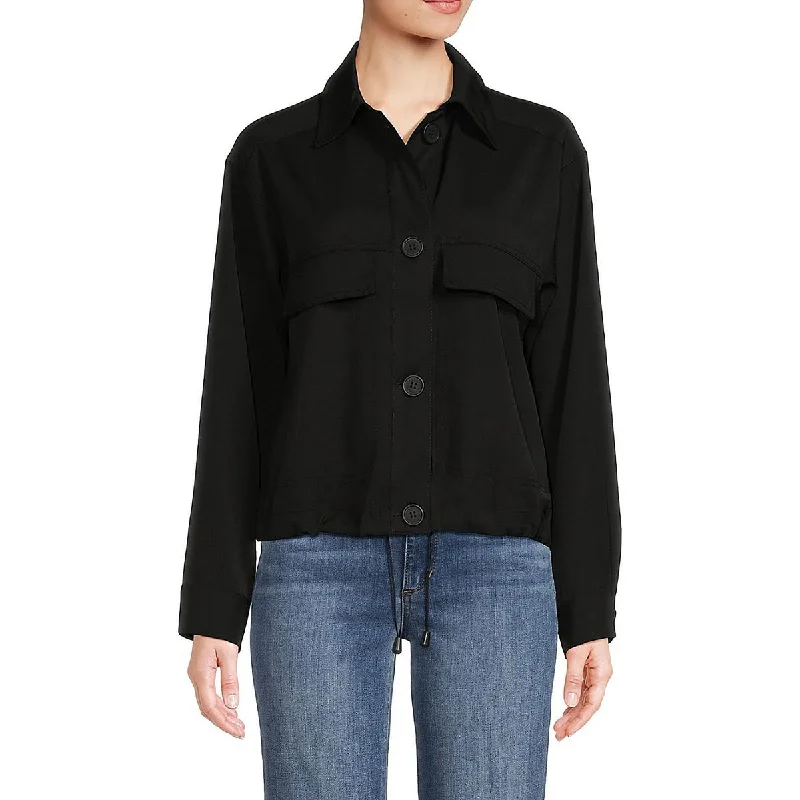 Max Studio London Womens Solid Faux-Pocket Shirt Jacket Plaid Jacket Tartan Jacket Houndstooth Jacket Max Studio London Womens Solid Faux-Pocket Shirt Jacket Plaid Jacket Tartan Jacket Houndstooth Jacket