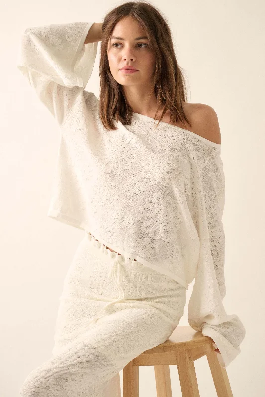 Flower Hour Floral Jacquard Knit Sweater Seamless Knitted Crochet