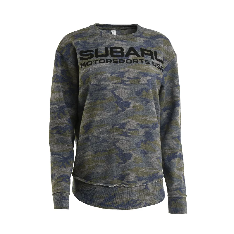 SMSUSA | Ladies' Crew Neck Camo Sweater Cotton Fabric Linen Fabric Terry Fabric