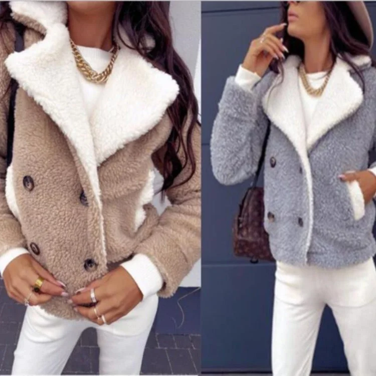Women's Lamb Velvet Jacket Loose And Thick All-match Knit Jacket Woven Jacket Fleece Jacket Women's Lamb Velvet Jacket Loose And Thick All-match Knit Jacket Woven Jacket Fleece Jacket