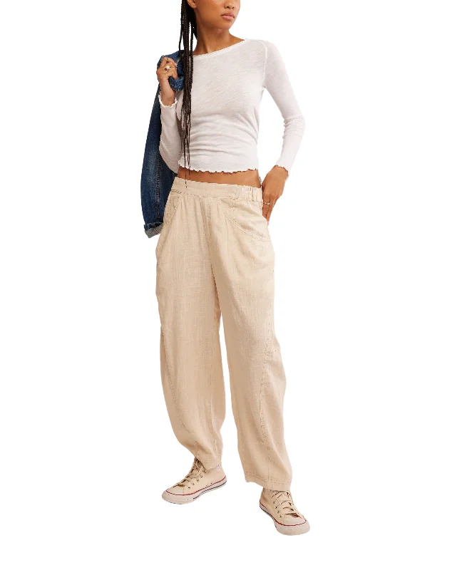 High Road Pull on Barrel Pants in Birch Trendy Wide-Legged Trousers