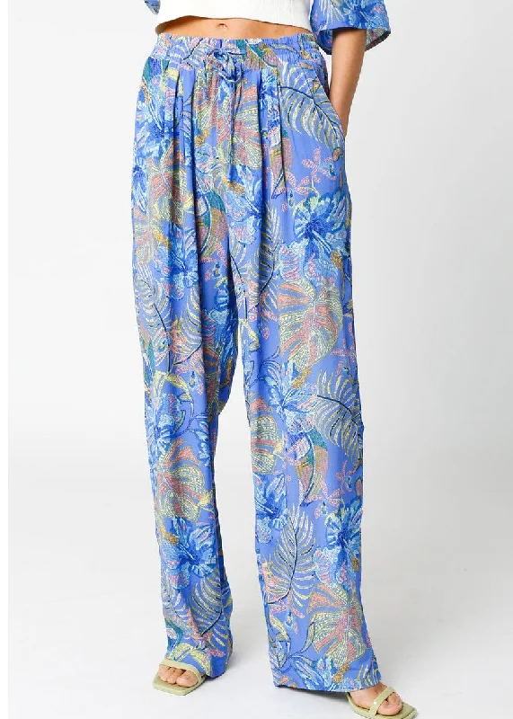 Olivaceous Print Pant PERIWINKLE Stylish Paperbag Waist Pants