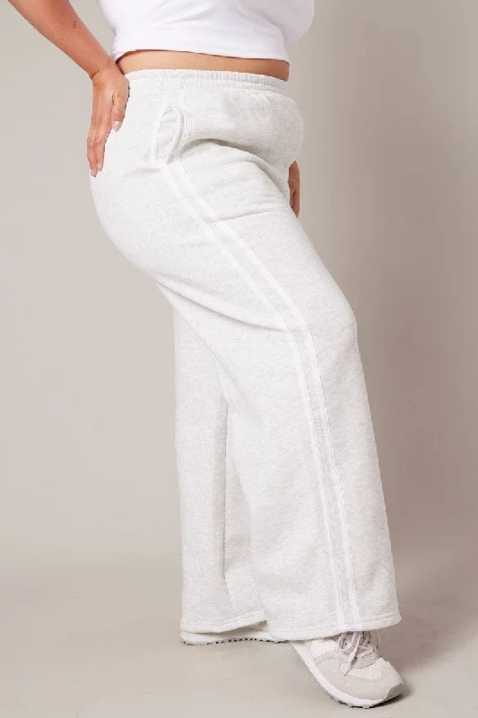 Grey Track Pants Wide Leg Classic Chino Pants