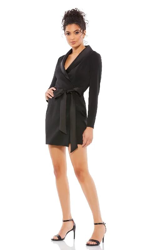 Mac Duggal Short Black Tuxedo Party Dress 12508 Tunics Polka dots