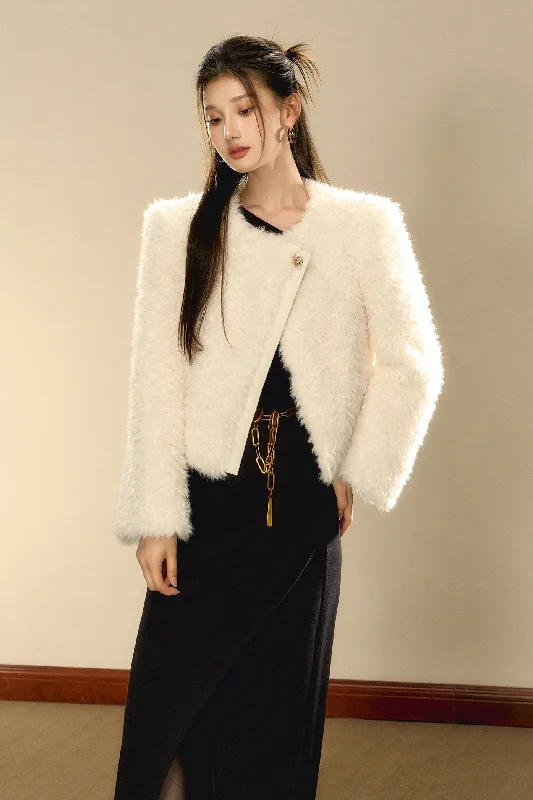 Eco-friendly Fur Asymmetrical Warm Iimitation Lambswool Short Jacket OSH0095 Embroidered Jacket Appliqued Jacket Beaded Jacket Eco-friendly Fur Asymmetrical Warm Iimitation Lambswool Short Jacket OSH0095 Embroidered Jacket Appliqued Jacket Beaded Jacket